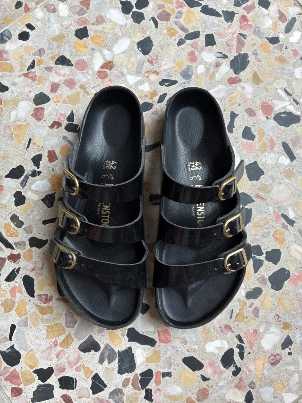 Birkenstock Florida Exquisite Black Patent Sandals